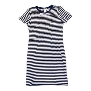 H&M Blue And White Striped Short Sleeve Dress